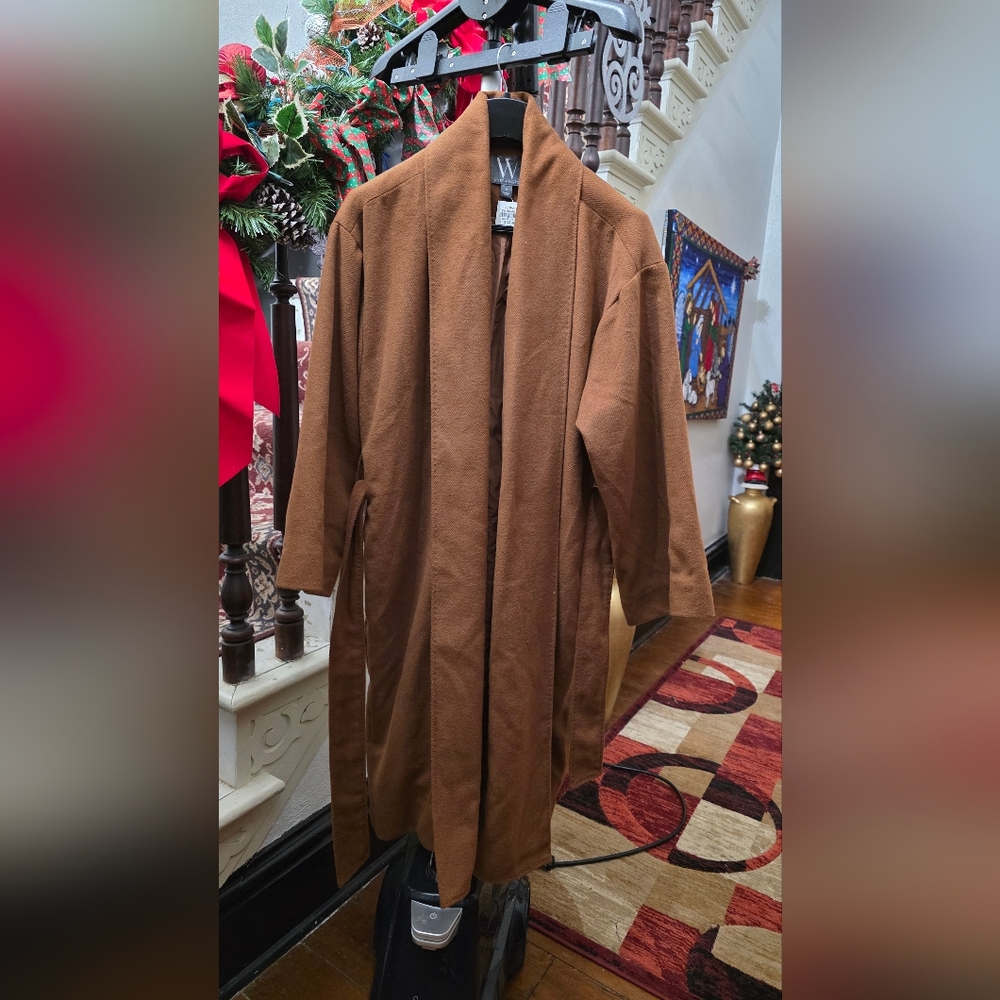 New Worthington Brown Lined Belted Lady Coat , M
